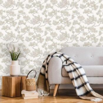 DUTCH WALLCOVERINGS fehér fenyőmintás tapéta kép