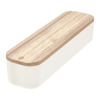 Eco fehér tárolódoboz paulownia fa fedéllel, 9 x 36,5 cm - iDesign kép