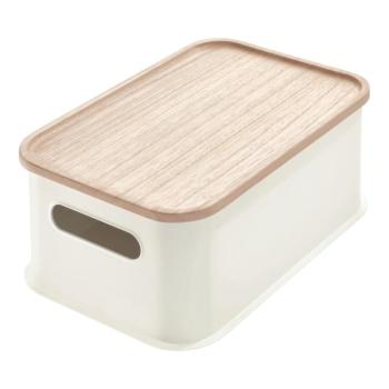 Eco Handled fehér tárolódoboz paulownia fa fedéllel, 21,3 x 30,2 cm - iDesign kép