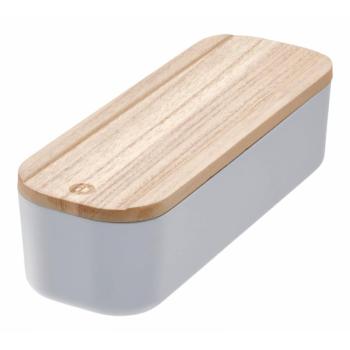 Eco szürke tárolódoboz paulownia fa fedéllel, 9 x 27,5 cm - iDesign kép