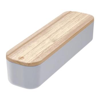 Eco szürke tárolódoboz paulownia fa fedéllel, 9 x 36,5 cm - iDesign kép