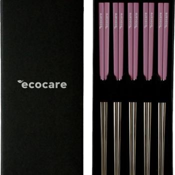 ECOCARE Box Silver-Pink fém sushi pálcika 10 db kép