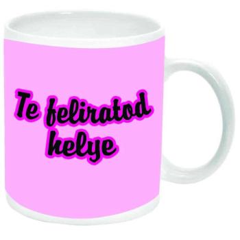 Egyedi feliratos Bögre, pink háttérszínnel kép