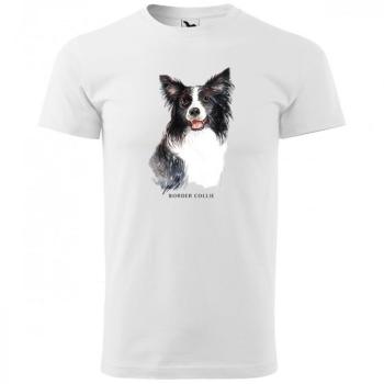 Egyedi férfi pamut póló Border Collie nyomtatással 4XL Fehér kép