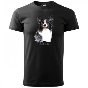 Egyedi férfi pamut póló Border Collie nyomtatással 4XL Fekete kép