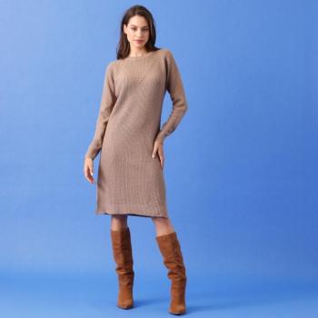 Egyszínű kötött mintás ruha kép
