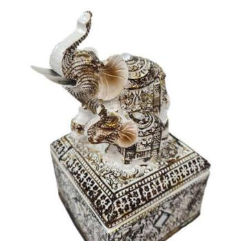 Elefánt ékszerdoboz fehér-arany 15cm kép