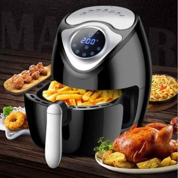 Elite® 3,6 L-es Air Fryer + receptkönyv, 1600W olaj nélküli forró levegős fritőz digitális kijelzővel - fekete kép