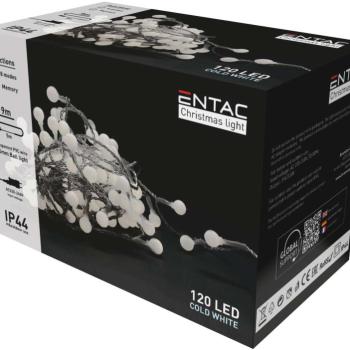 Entac Karácsonyi IP44  Fényfüzér 15mm Balls 120 LED 9m CW kép