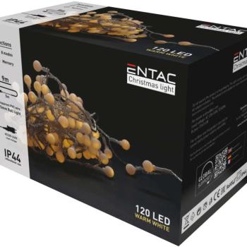 Entac Karácsonyi IP44  Fényfüzér 15mm Balls 120 LED 9m WW kép