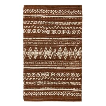 Ethnic barna-fehér pamut szőnyeg, 55 x 110 cm - Webtappeti kép