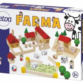 Fa építő játék farm100 db dobozban 30 x 20 x  6 cm kép