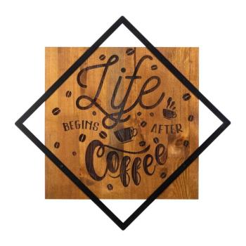 Fa-fém fali dekoráció 54x54 cm Life Begins After Coffee – Wallity kép