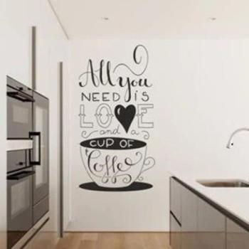 Fali matrica szöveggel ALL YOU NEED IS LOVE AND A CUP OF COFFEE (SZERETET ÉS Kávé) 50 x 100 cm kép