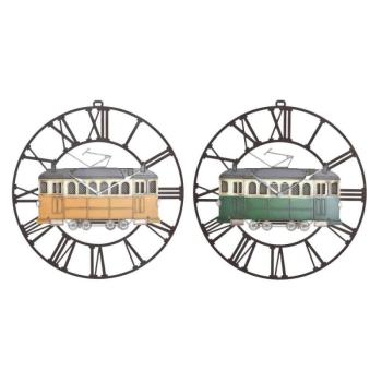 Falióra DKD Home Decor 49,5 x 3,5 x 48 cm Fém Zöld Sárga Vintage... kép