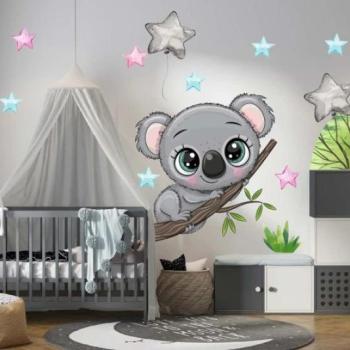 Falmatrica gyerekeknek aranyos koala csillagokban 60 x 120 cm kép