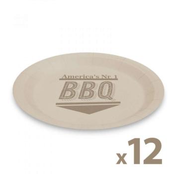 Family Papírtányér szett - BBQ - 23 cm - 12 db / csomag (58235D) kép