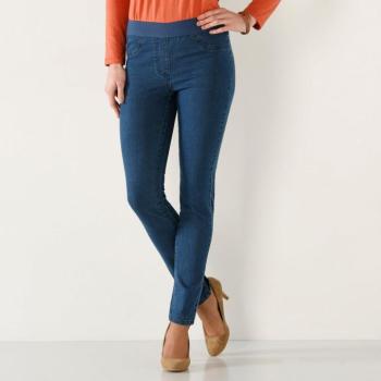 Farmerből készült, rugalmas leggings rugalmas derékkal, magasabb alakért kép