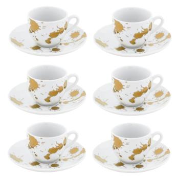 Fehér-aranyszínű porcelán csésze szett 6 db-os 50 ml Cinnamon – Villa Altachiara kép