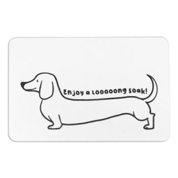 Fehér fürdőszobai kilépő 39x60 cm Dachshund – Artsy Doormats kép