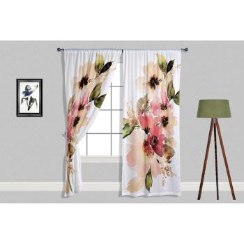 Fehér-rózsaszín függöny szett 2 db-os 140x240 cm Pastel Flowers – Oyo home kép