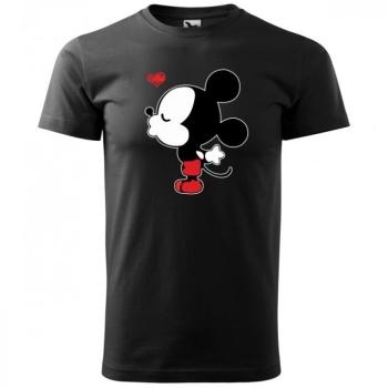 Fekete férfi Valentin póló Mickey nyomtatással 3XL kép