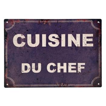 Fém-üveg falitábla 30x21 cm Cuisine Du Chef – Antic Line kép