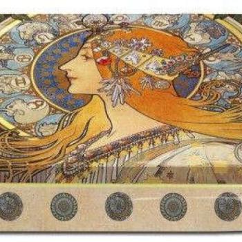 Fémdoboz 10x2x6,2cm, Mucha: Zodiac kép