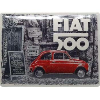 Fiat 500 dombornyomott fémplakát 30 x 40 cm kép