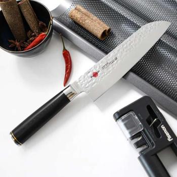 Fissman-Kensei Kojiro Santoku kés, AUS-8 acél, 18 cm, ezüst/feket... kép