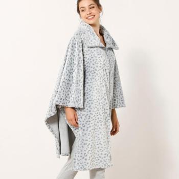 Fleece oversize poncsó leopárd motívummal kép