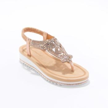 Flip-flop szandál strasszkövekkel, ék alakú, ékkel kép