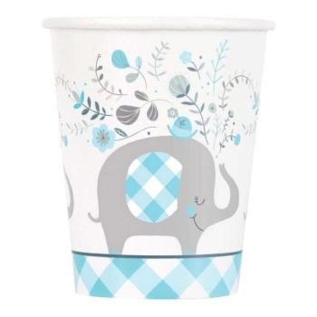 Floral Elephant Blue, Kék Elefánt papír pohár 8 db-os 266 ml kép