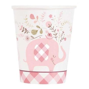 Floral Elephant Pink, Rózsaszín Elefánt papír pohár 8 db-os 266 ml kép