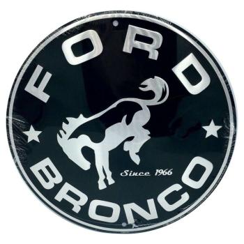 Ford Bronco Since 1966 kör alakú dombornyomott fémplakát 30 cm &quot;T... kép