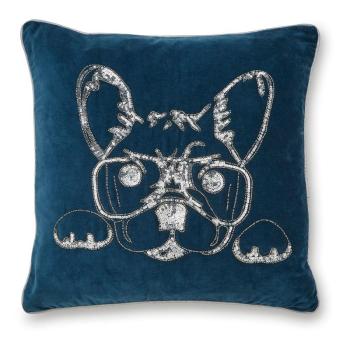 French Bulldog kék pamut díszpárna, 50 x 50 cm - Cooksmart ® kép