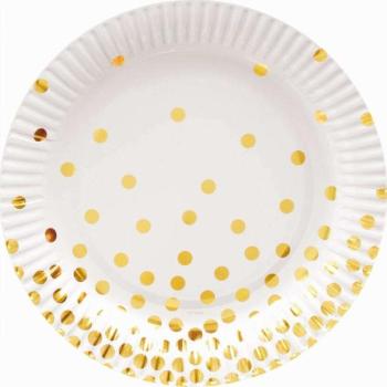 Gold Dots, Arany pöttyös papírtányér 6 db-os 18 cm kép