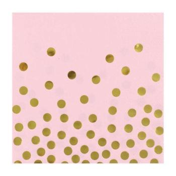 Gold Dots Pink, Pöttyös szalvéta 12 db-os 33x33 cm kép