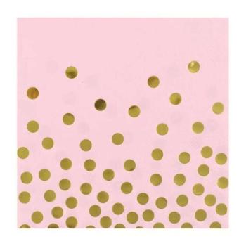 Gold Dots Pink Pöttyös szalvéta 12 db-os 33x33cm kép