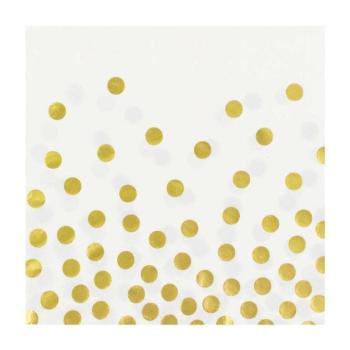 Gold Dots White, Pöttyös szalvéta 12 db-os 33x33 cm kép