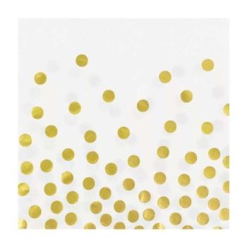 Gold Dots White Pöttyös szalvéta 12 db-os 33x33cm kép