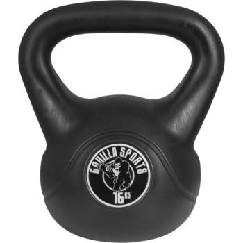 Gorilla Sports Kettlebell súlyzó műanyag fekete 16 kg kép