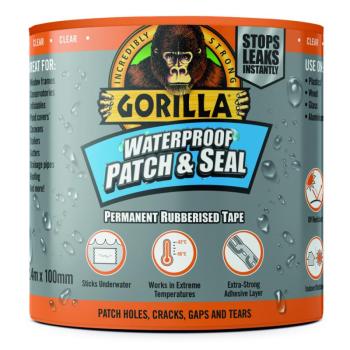 Gorilla WATERPROOF PATCH &amp; SEAL TAPE CLEAR átlátszó 2,4 m x 100mm Vízálló Foltozó/Tömítő Ragasztószalag  kép