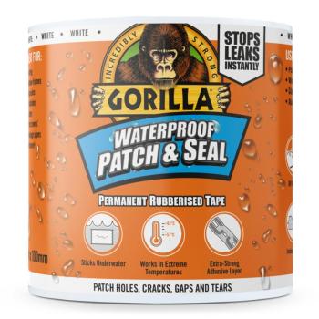 Gorilla WATERPROOF PATCH &amp; SEAL TAPE Fehér 3m x 100mm Vízálló Foltozó/Tömítő Ragasztószalag  kép