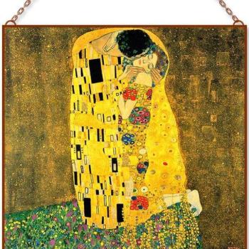 Gustav Klimt - A csók üvegkép kép