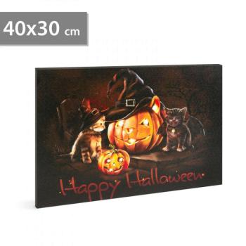 Halloween-i LED-es hangulatkép - fali akasztóval, 2 x AA, 40 x 30 cm kép