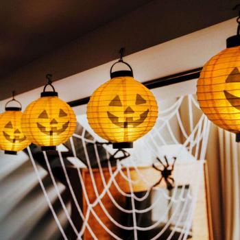 Halloweeni LED-es lampion - narancssárga kép