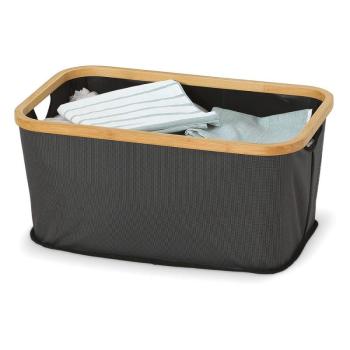 Hamper antracitszürke textil szennyeskosár bambusz szegéllyel, 54 x 34 cm - Domopak kép