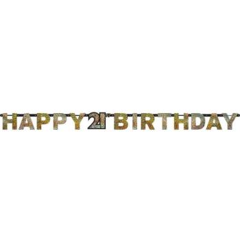 Happy Birthday Gold 21 hologrammos felirat 213 cm kép