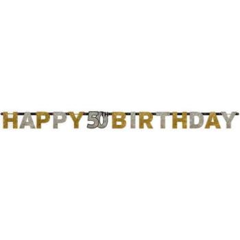 Happy Birthday Gold 50 hologrammos felirat -213 cm kép